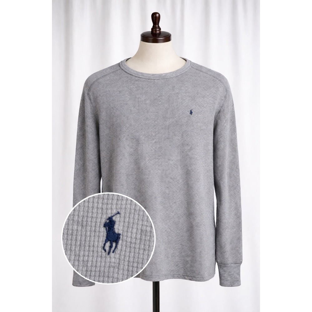 Polo Ralph Lauren Sleepwear Waffle Knit‎ Long Sleeve Tee Base Layer Gray Mens 2X